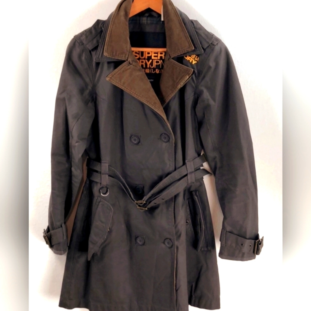 Superdry brown safari wax tartan lined and corduroy jacket/parka. Size M